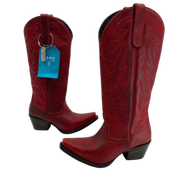 Lane Red Leather Heeled Boots | Size 7 - Picture 1 of 8